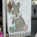 Decorative easter towel with rabbit and eggs